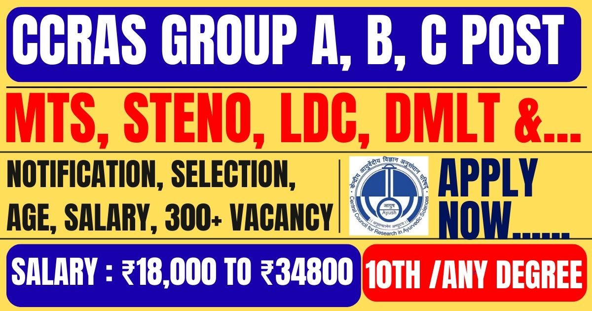 CCRAS Group A, B, C Recruitment 2025